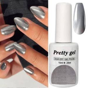 гел лак Pretty 240 сиво перлено метален ефект огледален гел лак 15 мл