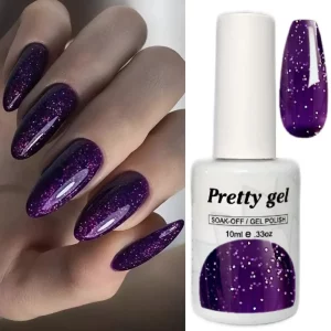 гел лак pretty 264 466 виолетово звездно небе с брокат