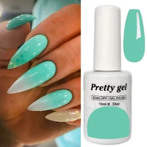 гел лак pretty 410 мента светъл пастелен ментов цвят