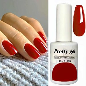 гел лак pretty 49 наситено червен класически червен маникюр
