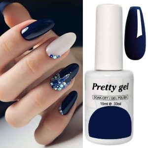 гел лак pretty 50 тъмно синьо наситен тъмносин маникюр
