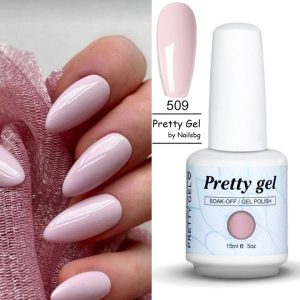 гел лак pretty 509 светло нежно розово пастелен нюанс гланцов блясък 15 мл