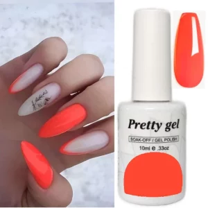 Гел лак Pretty 556 оранжев неон 15 мл ярък неонов маникюр
