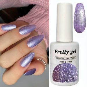 Гел лак Pretty Gel 679 лавандулен металик 15 мл перлен лилаво сив маникюр