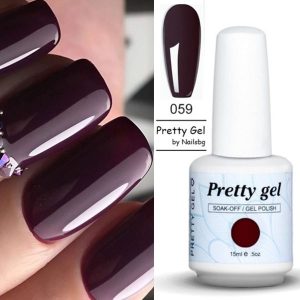 гел лак pretty 59 тъмен патладжан тъмно лилав цвят