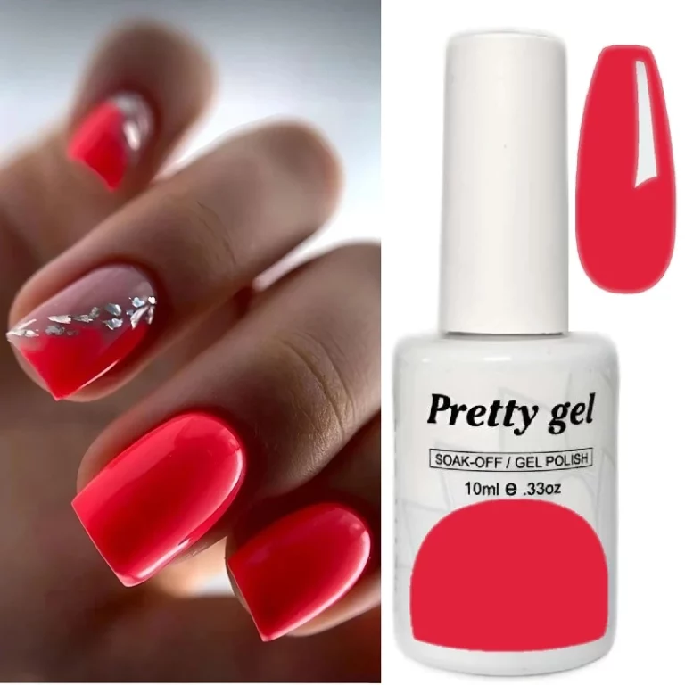 gel-lak-pretty-55-cherven-koral гел лак pretty 55 червен корал ярък коралово червен маникюр
