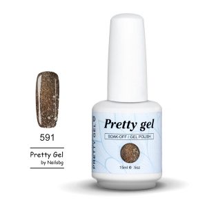 gel-lak-pretty-gel-591-brown-glitter-nail