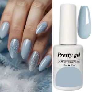 гел лак pretty 513 сиво синьо приглушен сиво син нюанс 15 мл