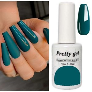 Гел лак Pretty 535 зелен амазонит 15 мл тюркоазено зелен маникюр