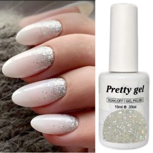 гел лак pretty 548 сребърен холограмен брокат блестящ ефект 15 мл