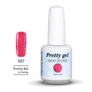 gel-lak-pretty-gel-587-glitter-raspberry-nail