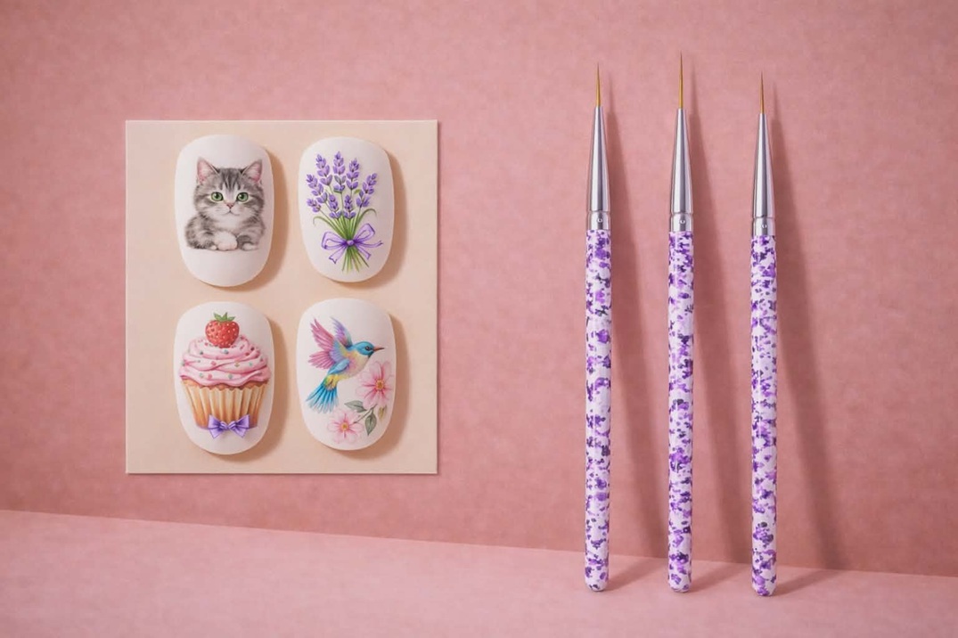 komplekt-3-chetki-nail-art Комплект 3 четки за рисуване върху нокти и nail art декорации