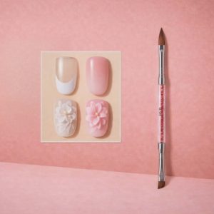 Двустранна четка за акрил и гел номер 12 22мм и 10мм за изграждане на нокт