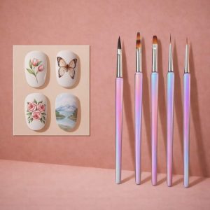 Комплет четки за изграждане и декорация на нокти и маникюр-5бр.