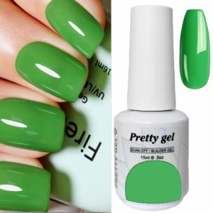 Гел Лак Pretty 420 „Зелена ябълка“, 15 мл – свеж тревисто зелен гел лак