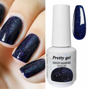 Гел Лак Pretty 262 „Звездна нощ“, 15 мл – тъмносин гел лак с фини блестящи частици