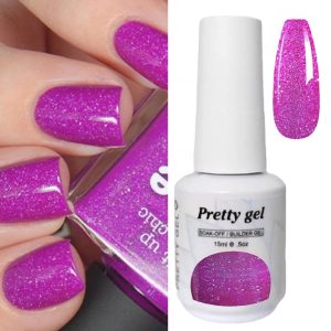 Гел Лак Pretty 357 „Циклама с частици“, 15 мл – циклама гел лак с фини блестящи частици