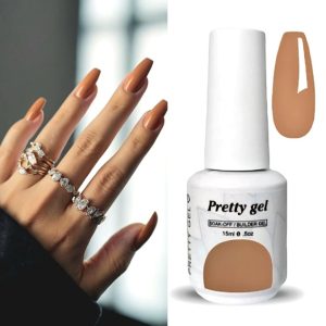 Гел лак Pretty 017 „Светъл карамел“ – карамелен нюд гел лак 15 мл