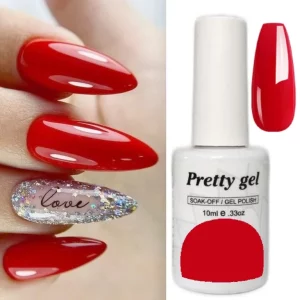 Гел лак Pretty 1022 Страст – наситен червен гел лак за маникюр, 10 мл