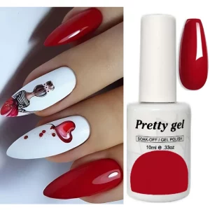 Гел лак Pretty 1535 Валентинка – ярко червен гел лак за маникюр, 10 мл