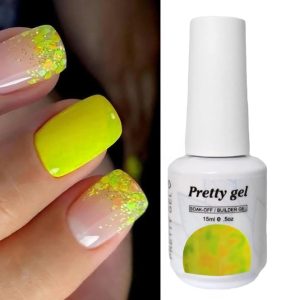 Гел Лак Pretty 818 „Фреш конфети“, 15 мл – прозрачен гел лак с цветни декоративни частици