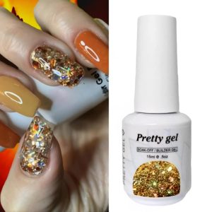 гел лак Pretty 822 златна есен със златни брокатени частици