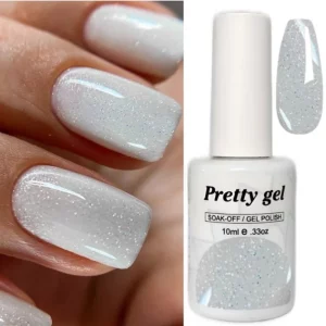 Светлоотразяващ гел лак Pretty Reflective 2 Сребристо с холограмни отблясъци – reflective гел лак 10 мл