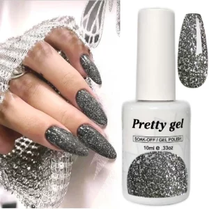 Цветен Топ Лак Pretty 10 Черно Сребро 10 мл