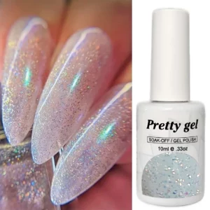 Гел Лак Pretty A820-A11 „Холограмен кристал“, 15 мл – прозрачен гел лак с холограмни частици
