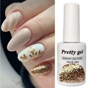 Гел Лак Pretty Shiny LUX 22-09 „Златен блясък“, 15 мл – гел лак със златист блясък