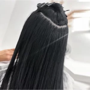 Кератинови кичури от естествена коса-цвят 1 Черни- 57см.-50 броя