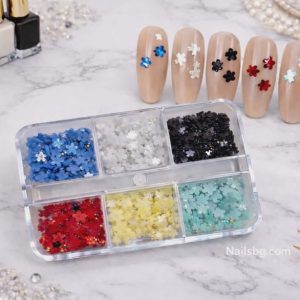 Кутийка 3D цветя за декорация на маникюр - 6 цвятя