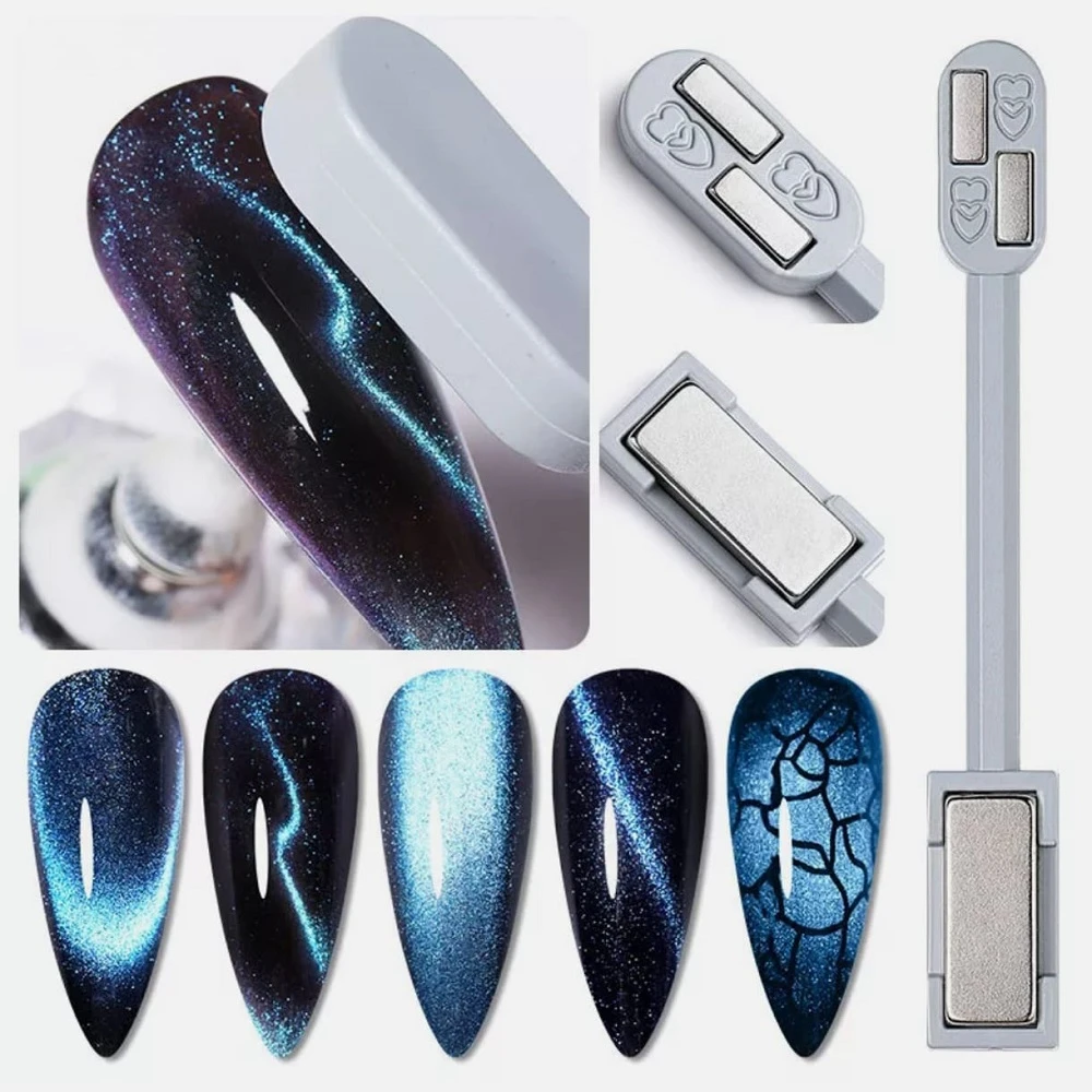 magnit-koteshko-oko-s-forma-dvoina-linia Двоен магнит за гел лак котешко око с S-образна форма и двойна линия ефект