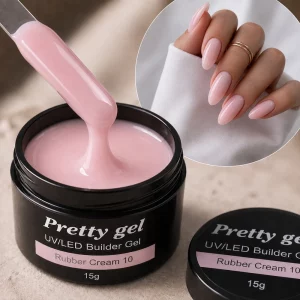 Rubber Cream Pretty №10 млечно розов изграждащ гел