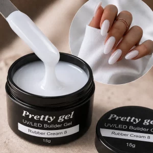 Изграждащ Rubber Cream Pretty 8 млечно бял UV/LED гел